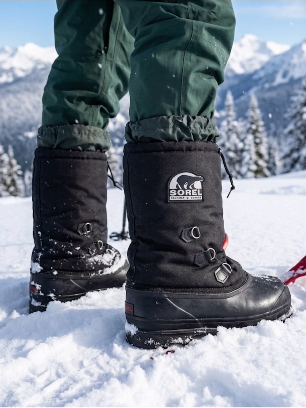 Sorel Black Insulated Snow Boots with Lace Hardware